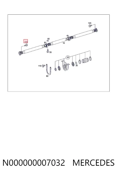 Perno del eje cardán MERCEDES N000000007032