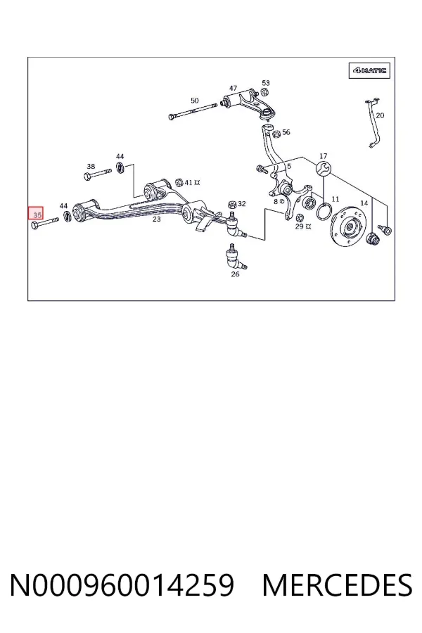 Perno de fijación del brazo inferior delantero N000960014259 Mercedes