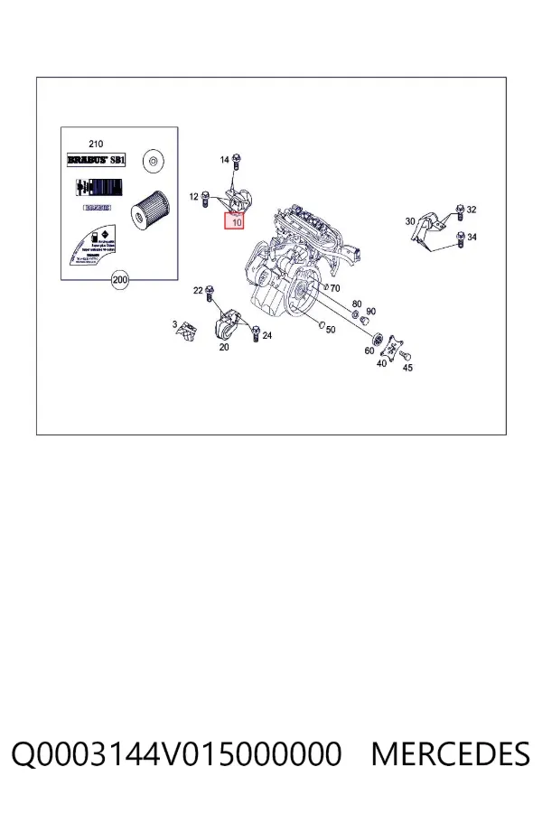 Soporte de motor derecho Q0003144V015000000 Mercedes