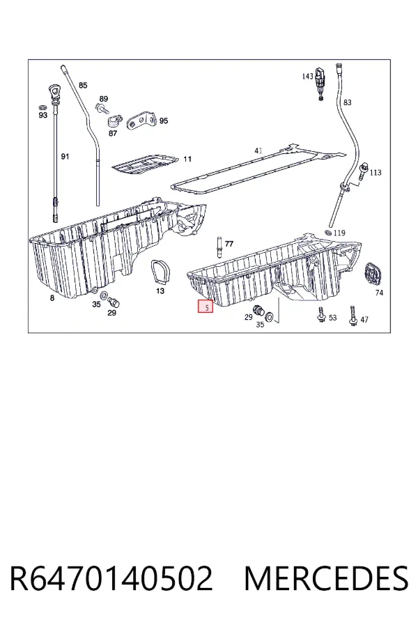 Cárter de aceite del motor R6470140502 Mercedes