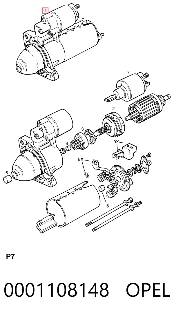 Motor de arranque 0001108148 Opel