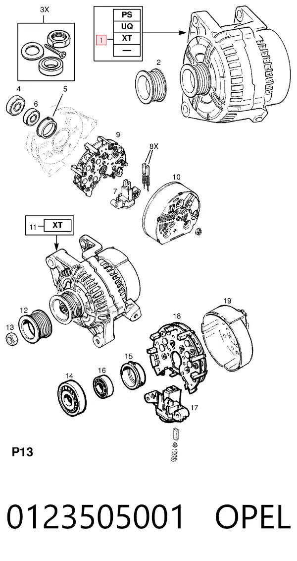 Alternador 0123505001 Opel