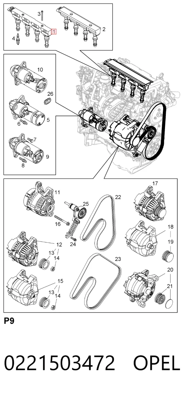 Bobina 0221503472 Opel