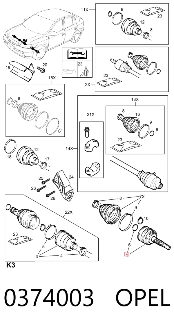 Junta homocinetica 0374003 Opel