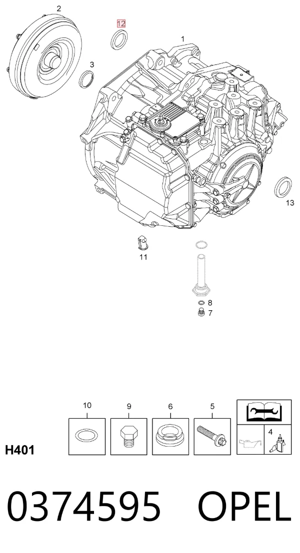 Retén del semieje delantero derecho 0374595 Opel