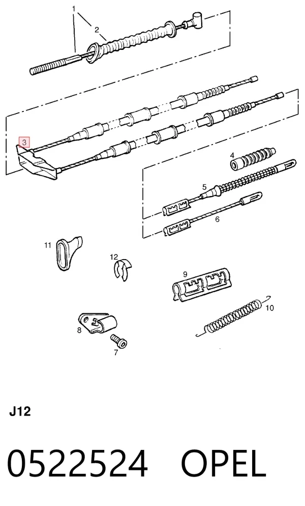 Cable de freno de mano trasero derecho/izquierdo 0522524 Opel