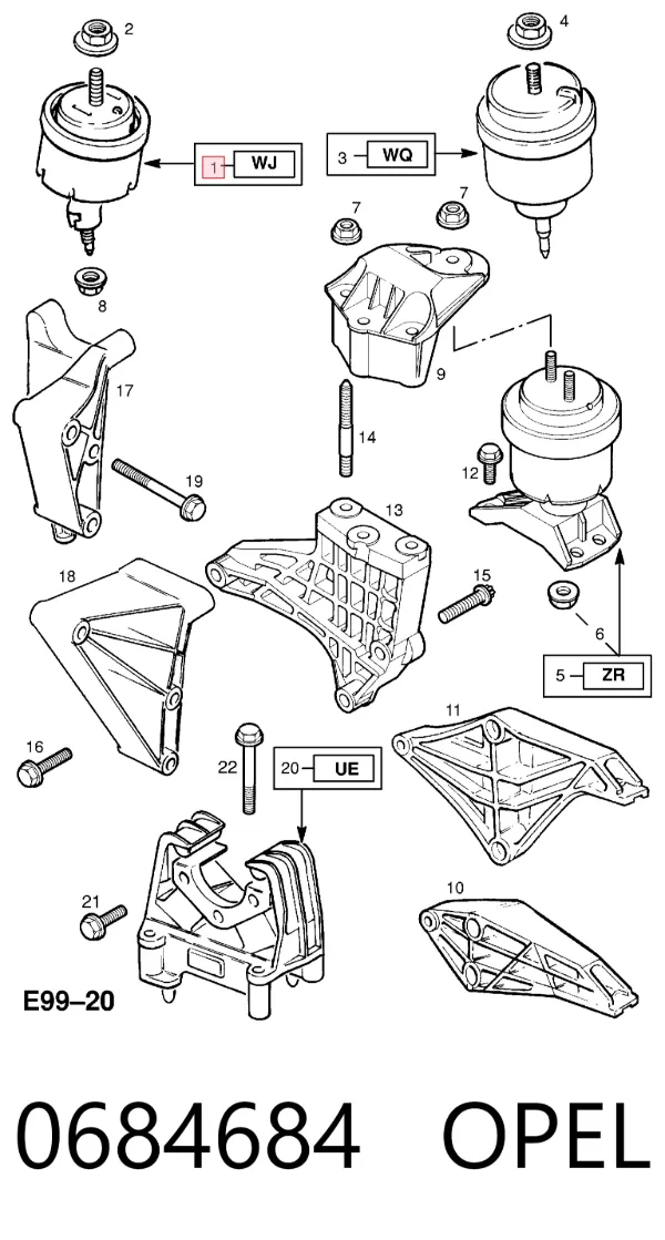 Soporte izquierdo del motor 0684684 Opel