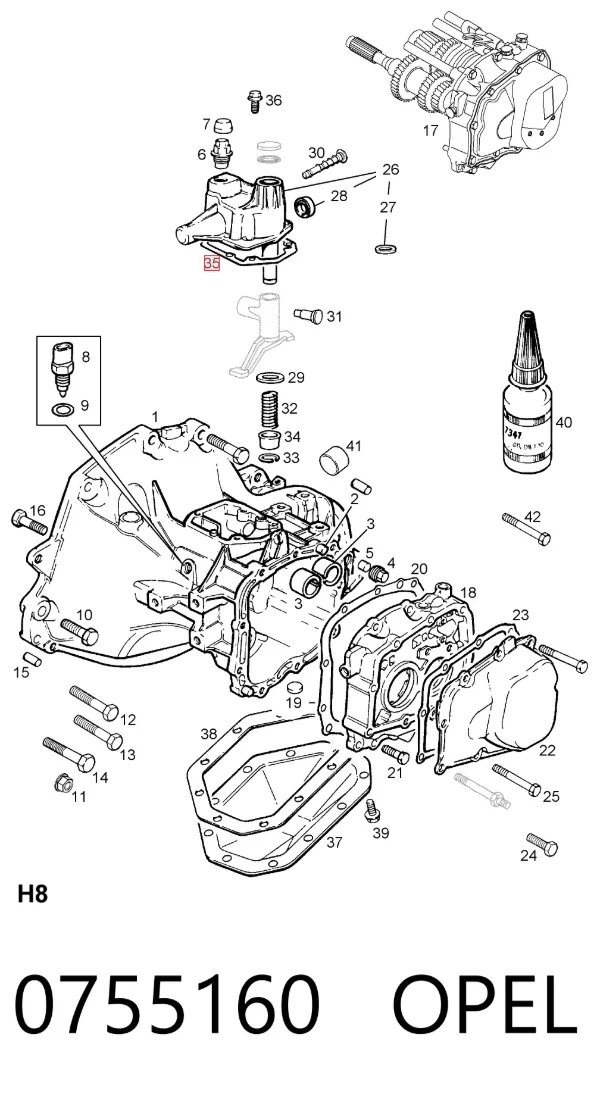 Junta de tapa de caja de cambios 0755160 Opel