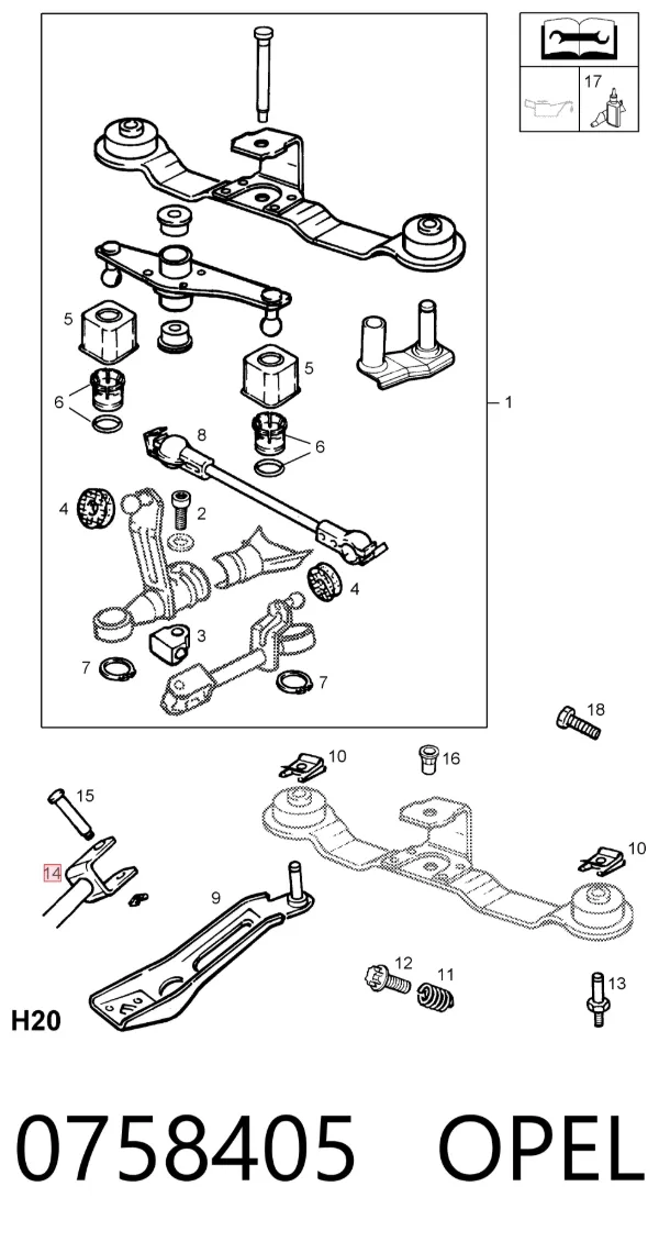Varilla de cambio de marchas 0758405 Opel