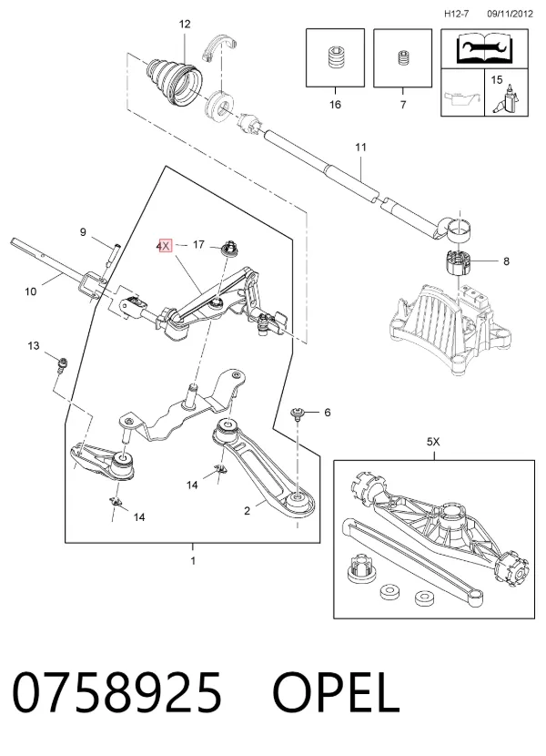 Soporte de la palanca selectora de la caja de cambios 0758925 Opel