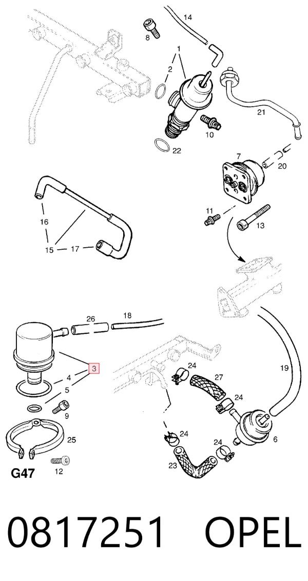 Regulador de presión de combustible 0817251 Opel