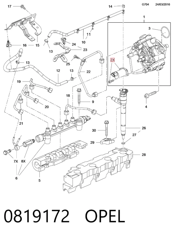 Válvula reguladora de presión del sistema common rail 0819172 Opel