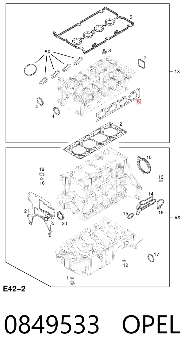 Junta colector escape 0849533 Opel