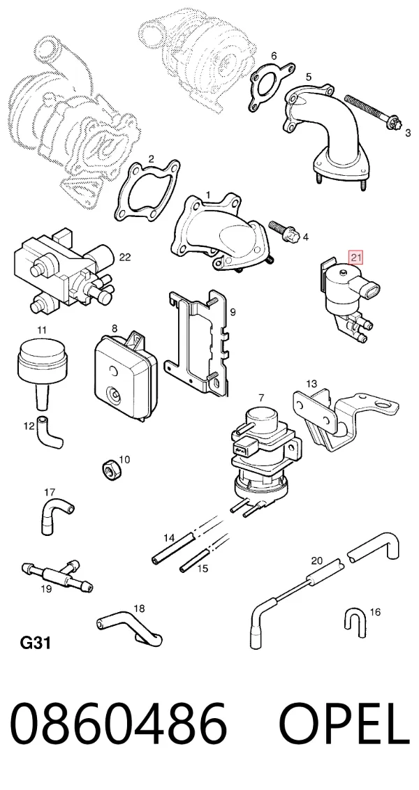 Válvula solenoide de control de presión de sobrealimentación 0860486 Opel