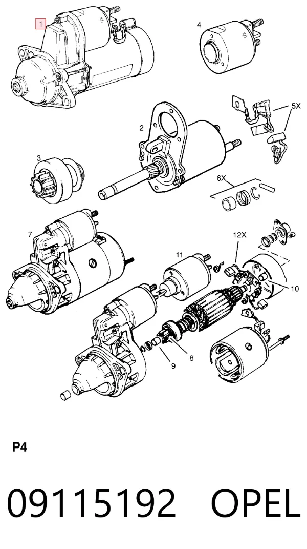 Motor de arranque 09115192 Opel