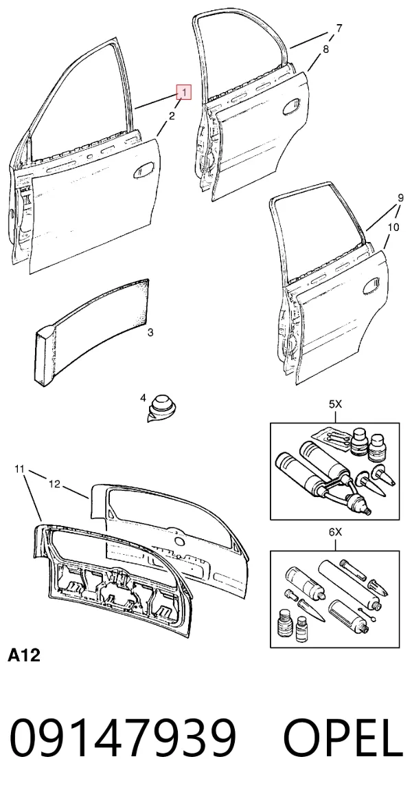 Puerta delantera izquierda Opel Omega B