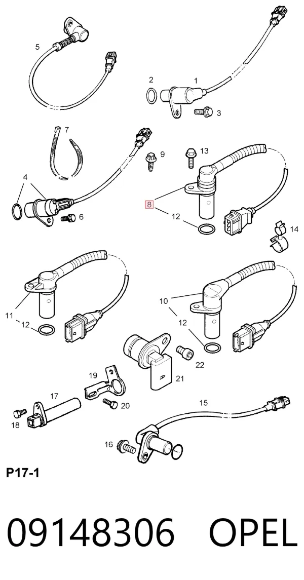 Sensor de cigüeñal 09148306 Opel