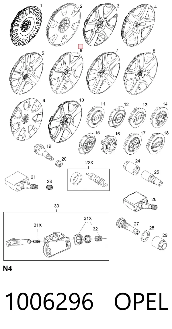 Tapacubos 1006296 Opel