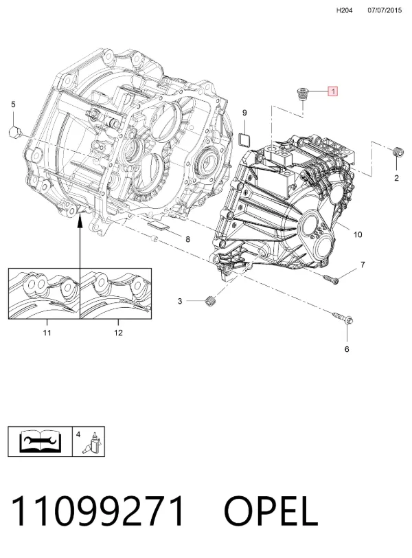Tapón del cárter de aceite 11099271 Opel