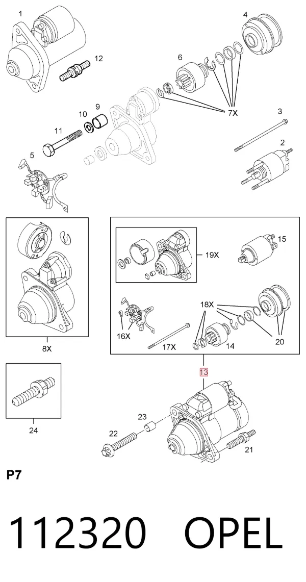 Motor de arranque 112320 Opel