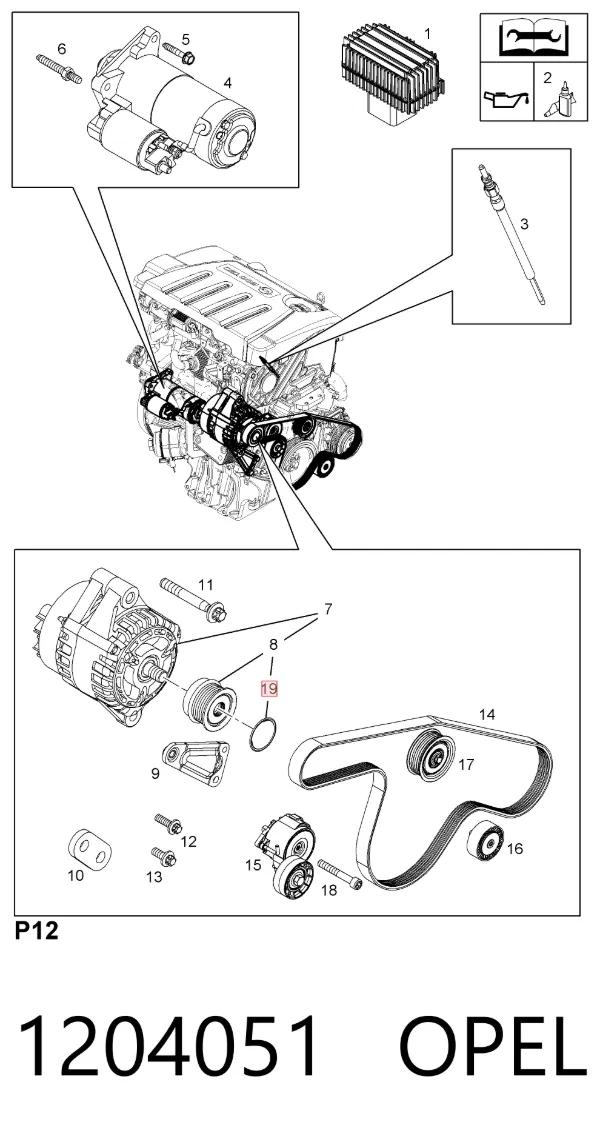 Alternador 1204051 Opel