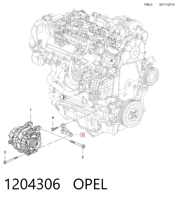 Soporte del alternador 1204306 Opel