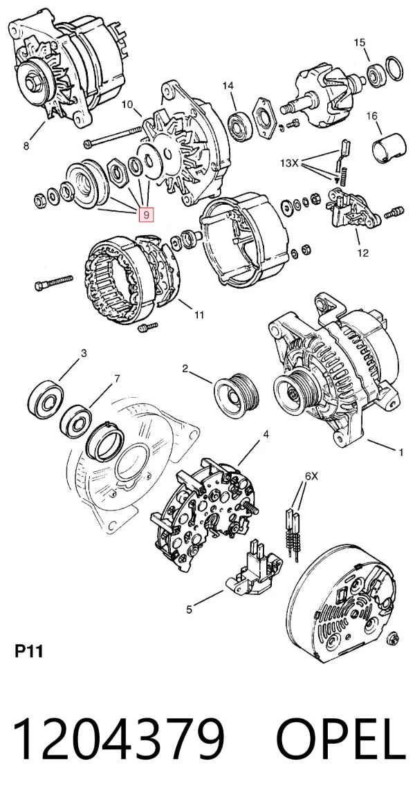 Polea alternador 1204379 Opel