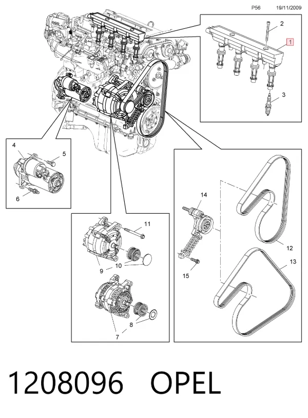 Bobina 1208096 Opel