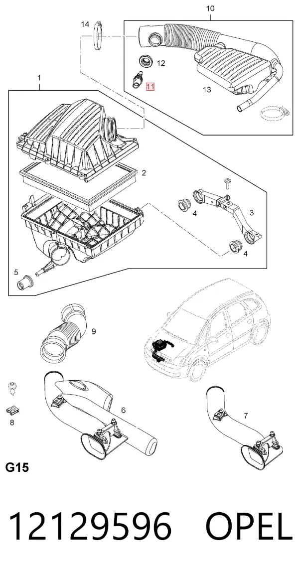 Sensor de temperatura del aire de admisión 12129596 Opel