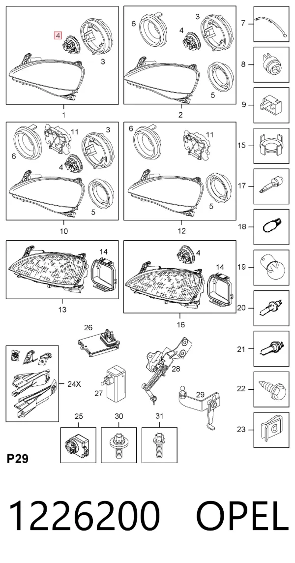 Portalámparas de faro 1226200 Opel