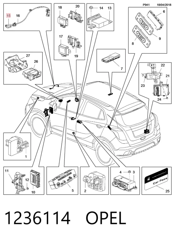 Sensor de temperatura ambiente 1236114 Opel