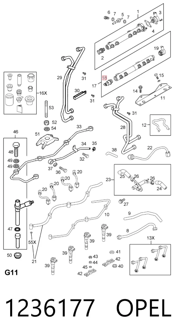 Sensor de presión de combustible 1236177 Opel