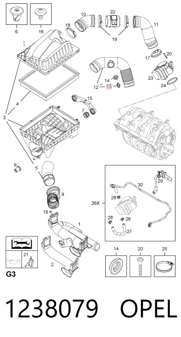 Sensor de temperatura del aire de admisión 1238079 Opel