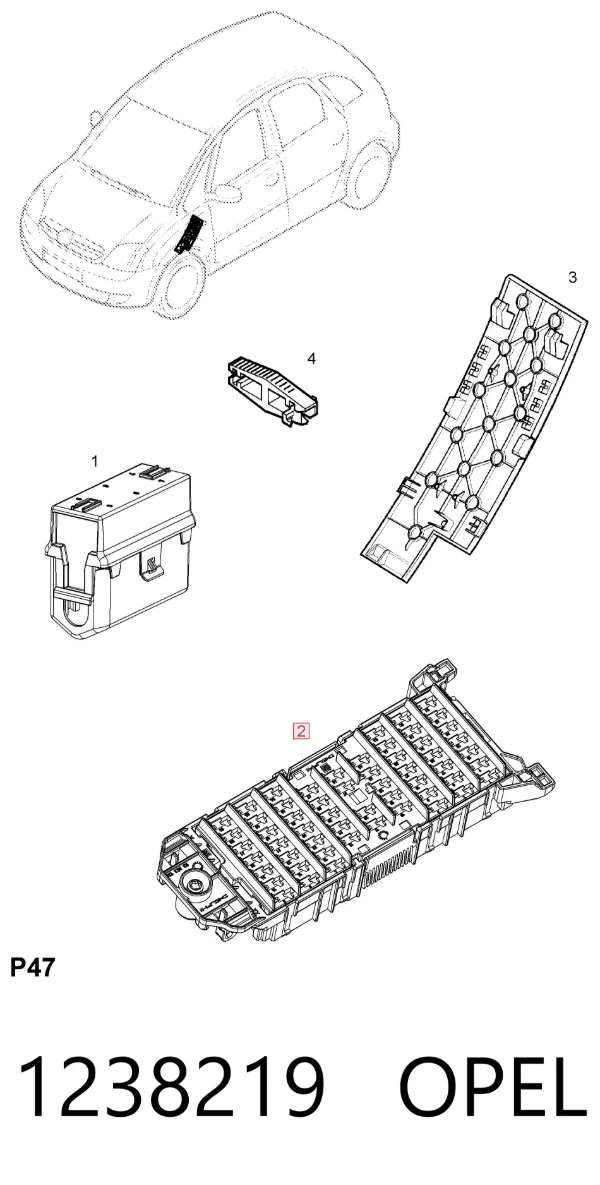 Caja de fusibles 1238219 Opel