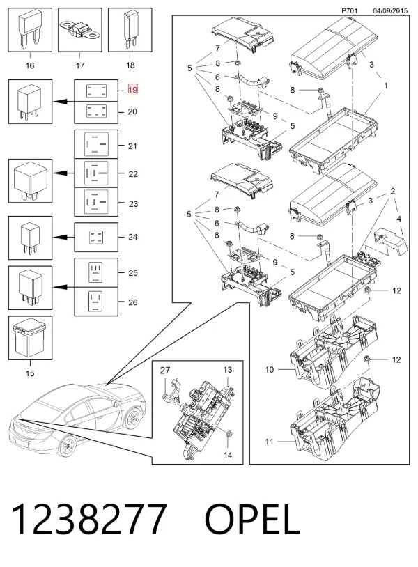 Relé de faro antiniebla 1238277 Opel