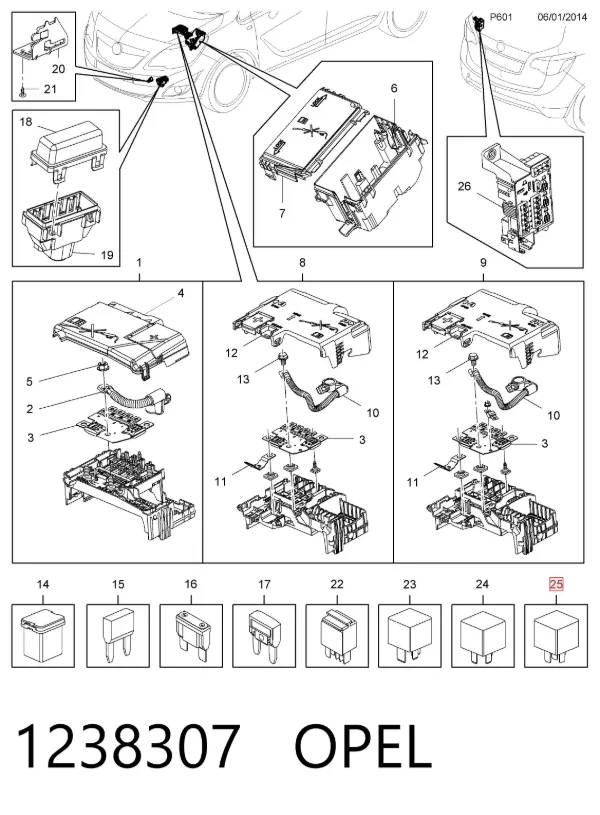 Relé ventilador 1238307 Opel