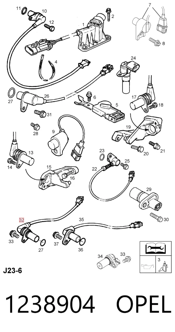 Sensor de cigüeñal 1238904 Opel
