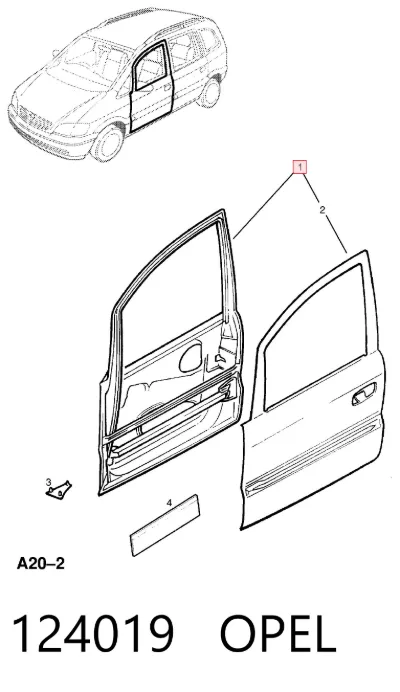 Puerta delantera izquierda OPEL 124019