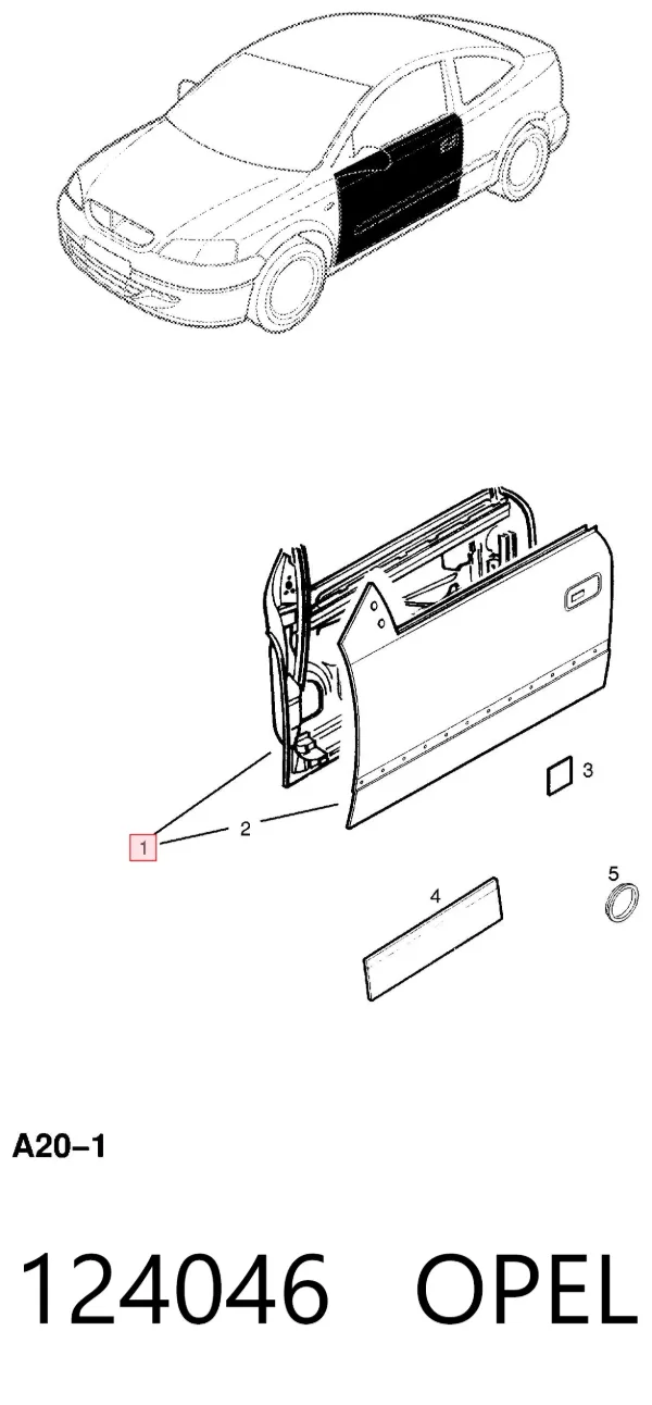 Puerta delantera izquierda 124046 Opel