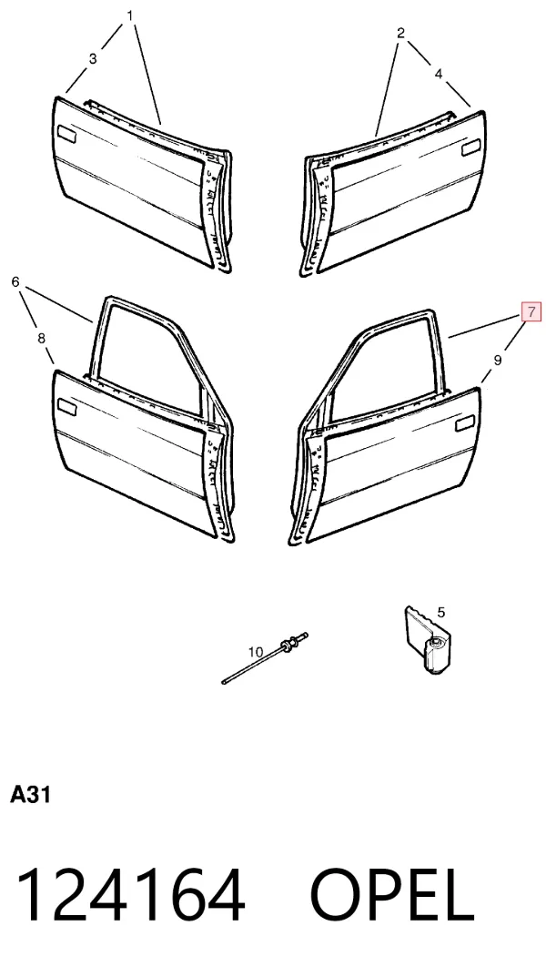Puerta delantera izquierda 124164 Opel