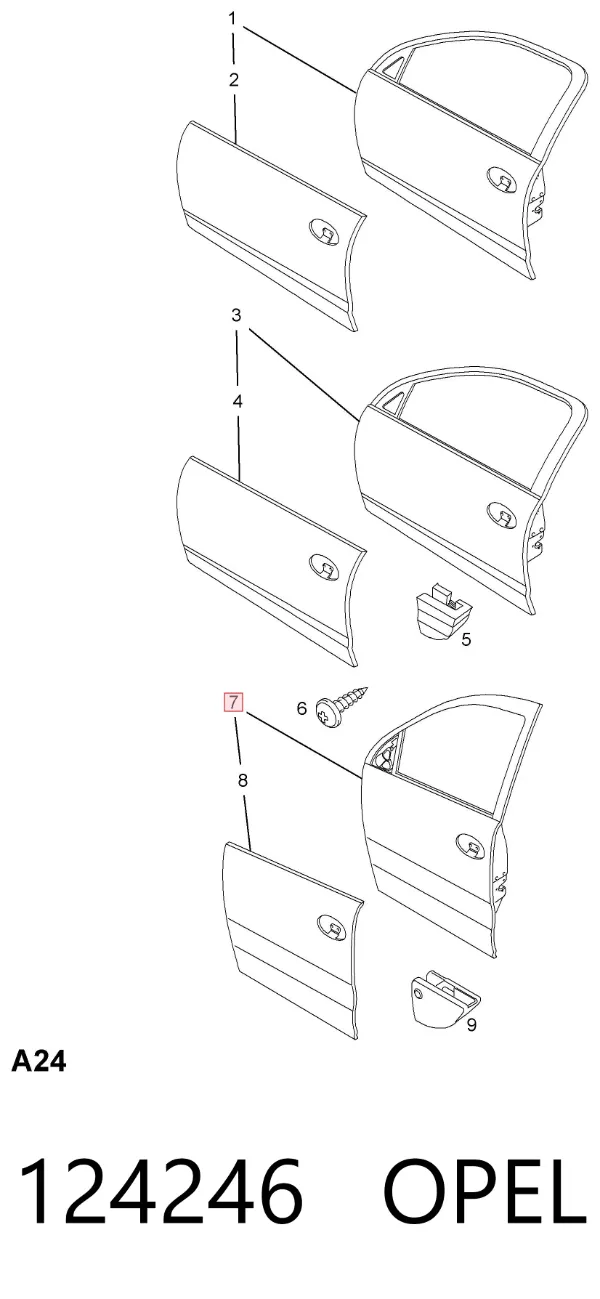 Puerta delantera izquierda 124246 Opel