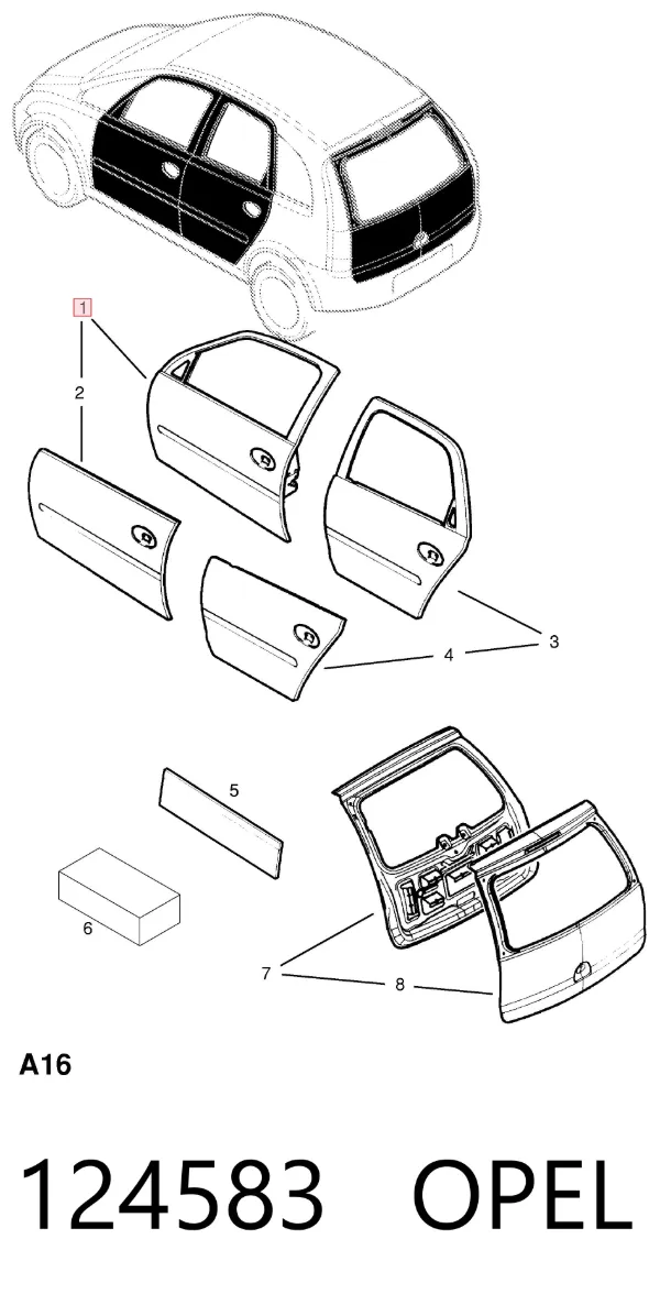 Puerta delantera derecha 124583 Opel