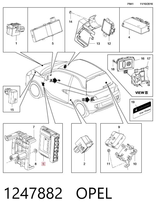 Módulo de confort 1247882 Opel