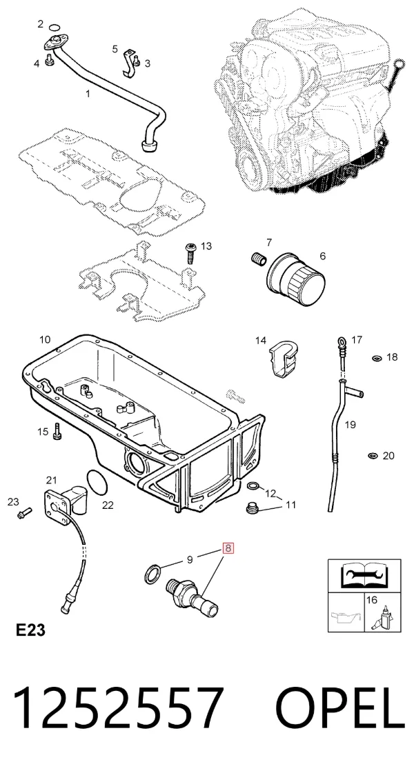 Sensor de presión de aceite 1252557 Opel