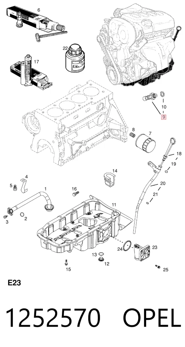 Sensor de presión de aceite 1252570 Opel