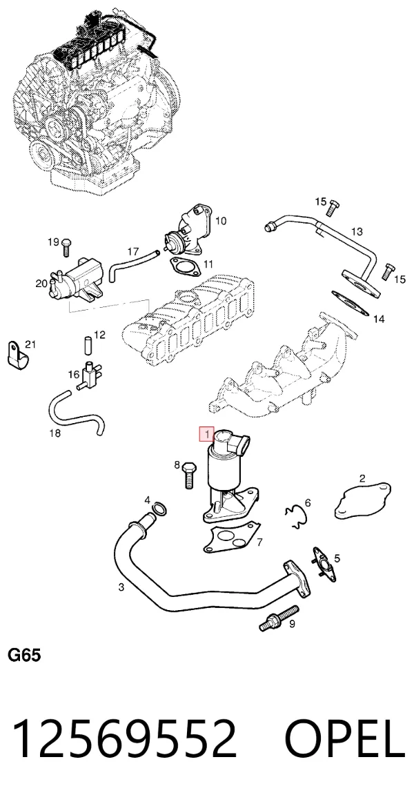 Válvula EGR 12569552 Opel