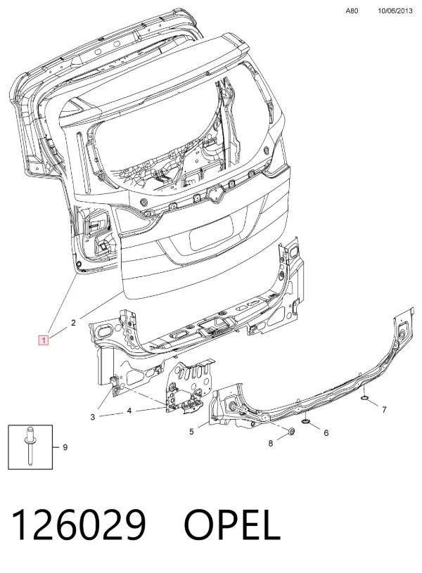 Puerta trasera 126029 Opel