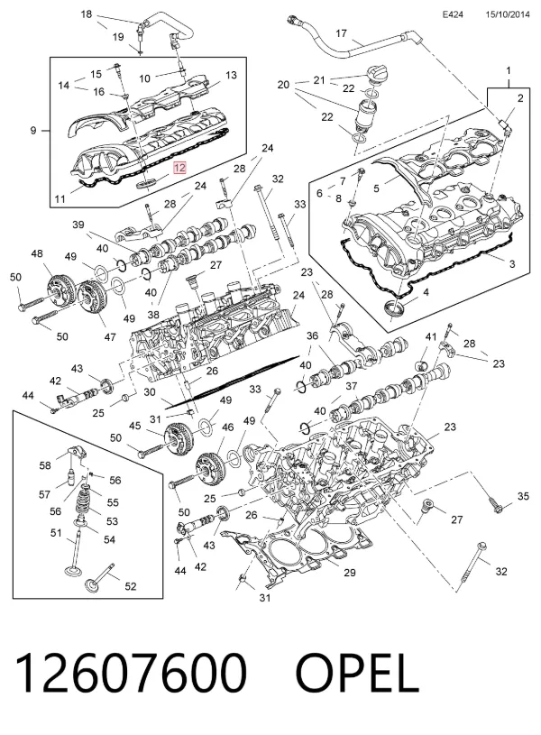 Junta de tapa de balancines, anillo 12607600 Opel