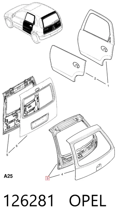 Puerta trasera del maletero (portón trasero) OPEL 126281
