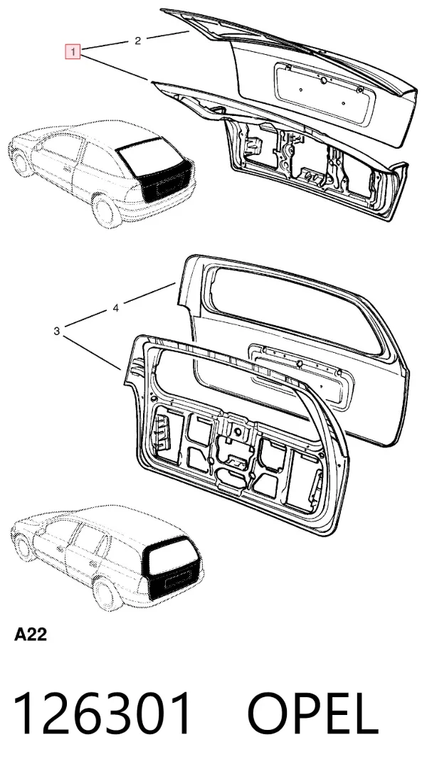 Puerta trasera Opel Astra G